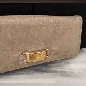 PRADA Leather Vitello Shine Continental Wallet GUC
